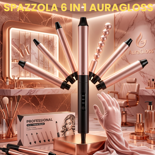 AuraGloss™ 6-in-1 Wand Styler – Set Arricciacapelli Professionale